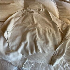 Brandy Melville white cropped waffle knit top